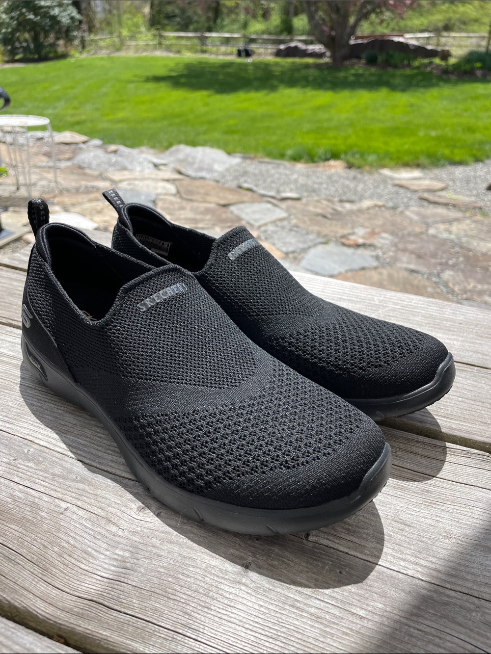 Skechers Black Slip-On Mesh Loafers
